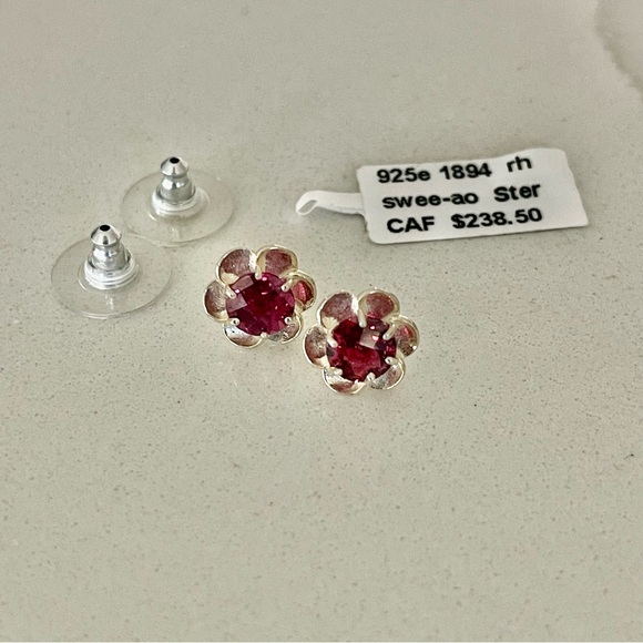 Sterling Silver 926 Rhodolite Garnet Earrings - Picture 5 of 9